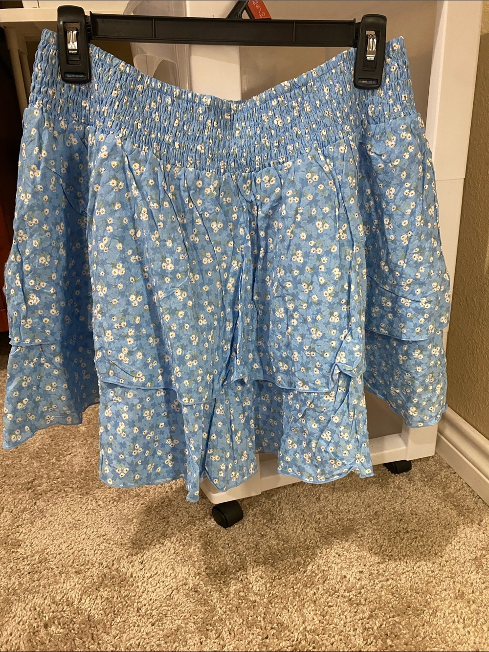 Forever 21 Light Blue Floral Tiered Skirt